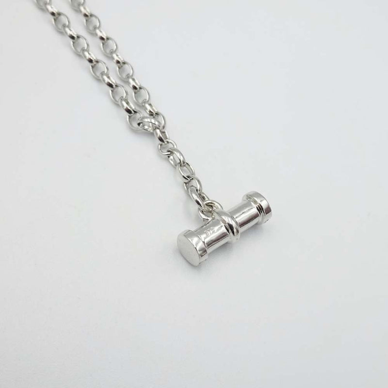 9ct White Gold Chain with Diamond T Bar Pendant 16" 0.14ct