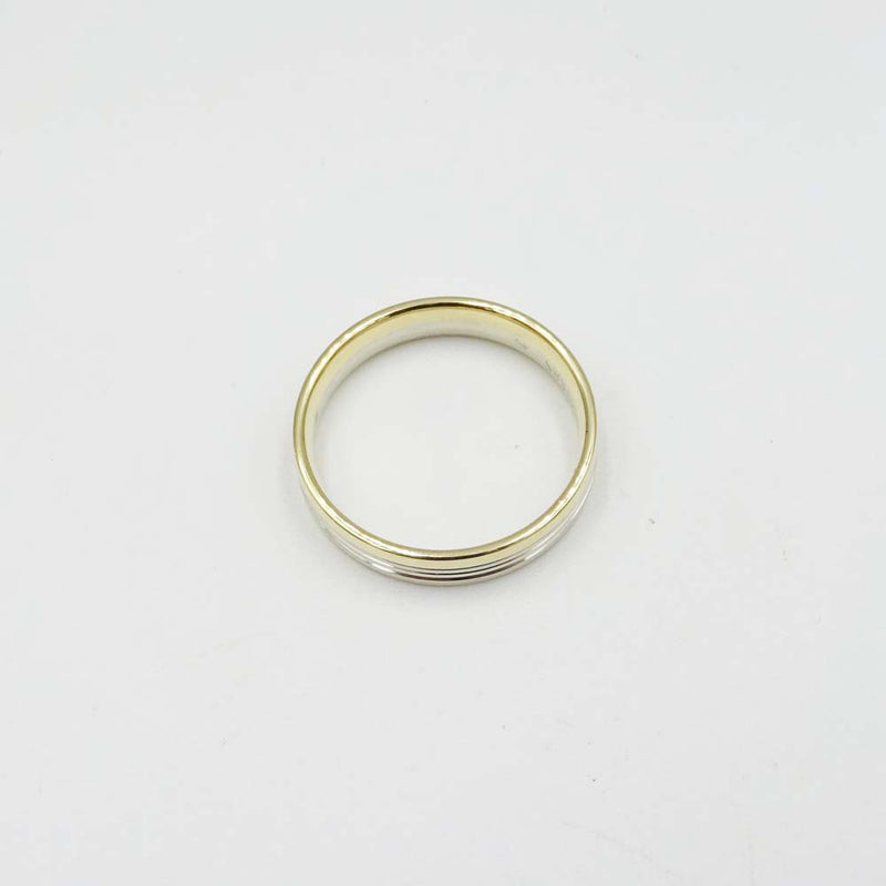 14ct Yellow Gold 2 Colour Band Ring Size R 1/2