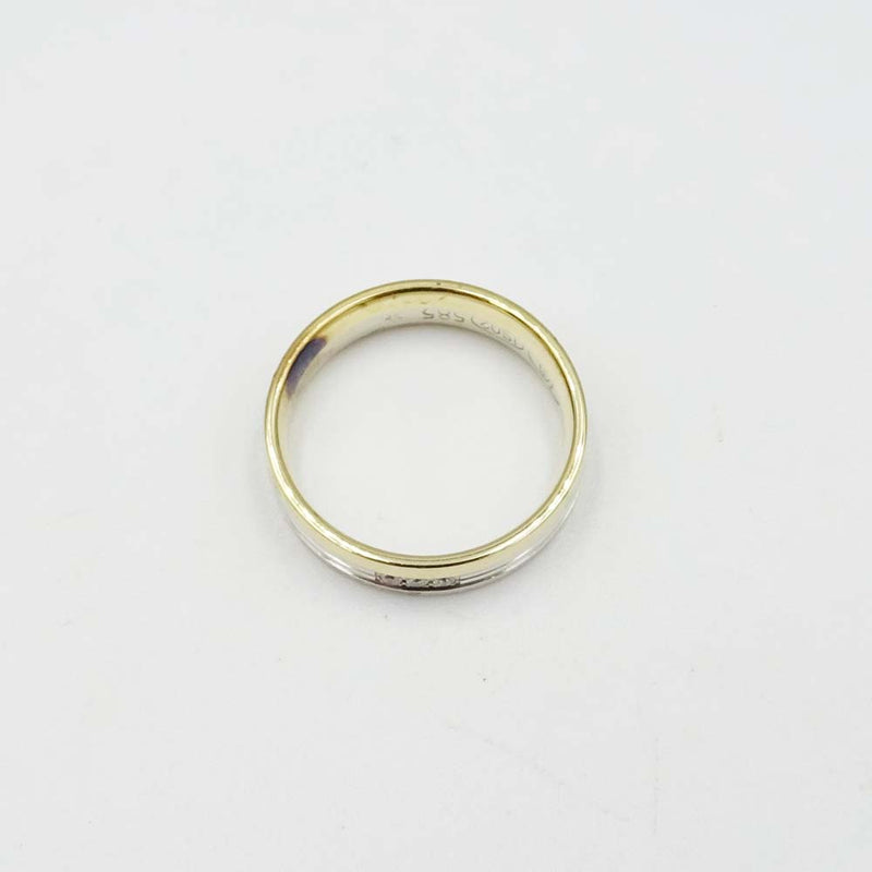 14ct Yellow Gold 2 Colour Diamond Band Ring Size L