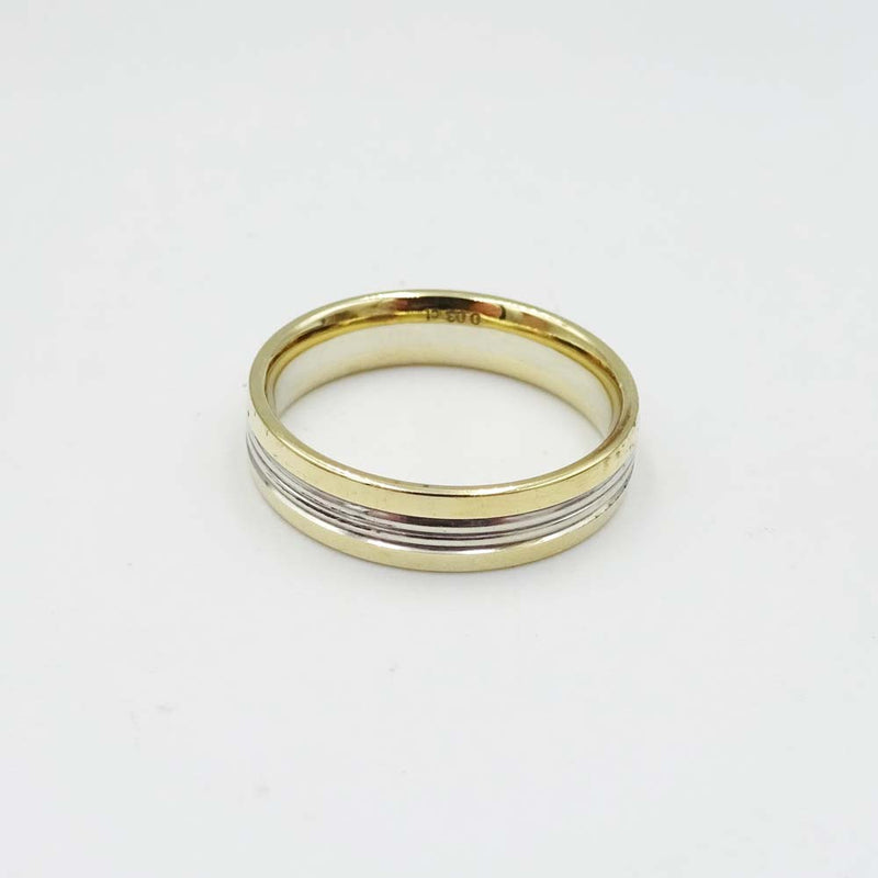 14ct Yellow Gold 2 Colour Diamond Band Ring Size L