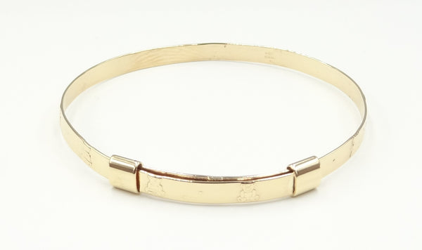 9ct gold 'Bear' expander baby bangle. 1.96gr