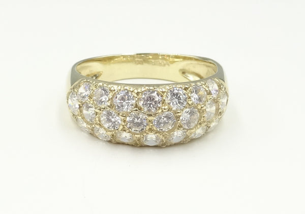 9ct gold Pave set CZ cluster ring. size P1/2. 3.62gr