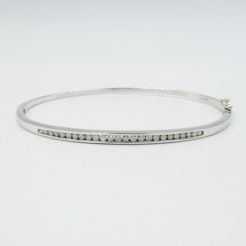 9ct White Gold Diamond Bangle Ladies Chanel Set 0.50ct - Richard Miles Jewellers